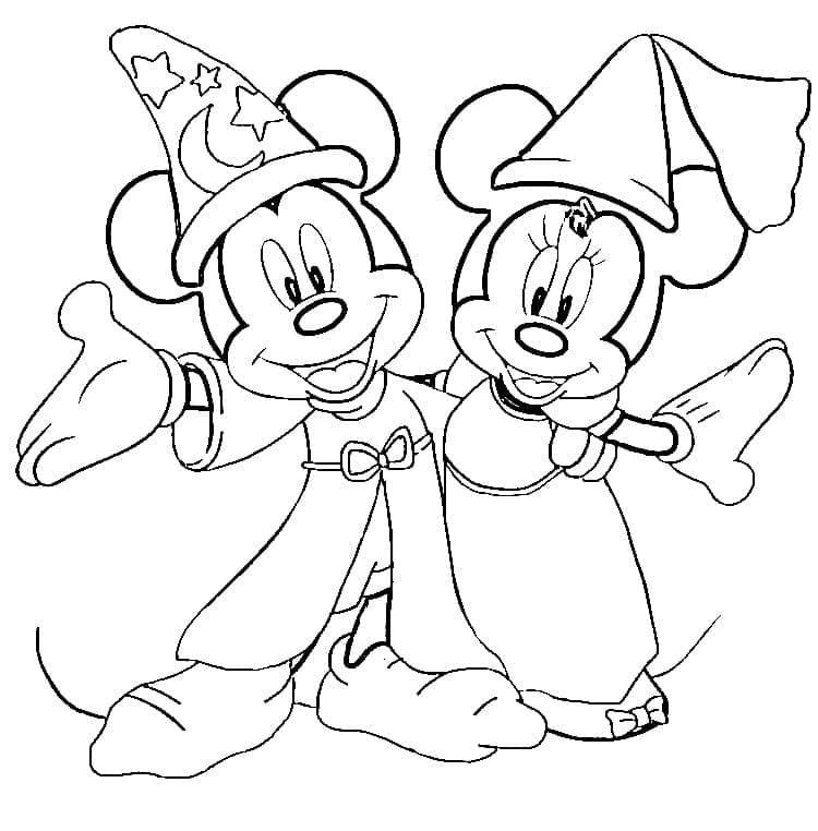 Mickey et Minni de Fantasia coloring page