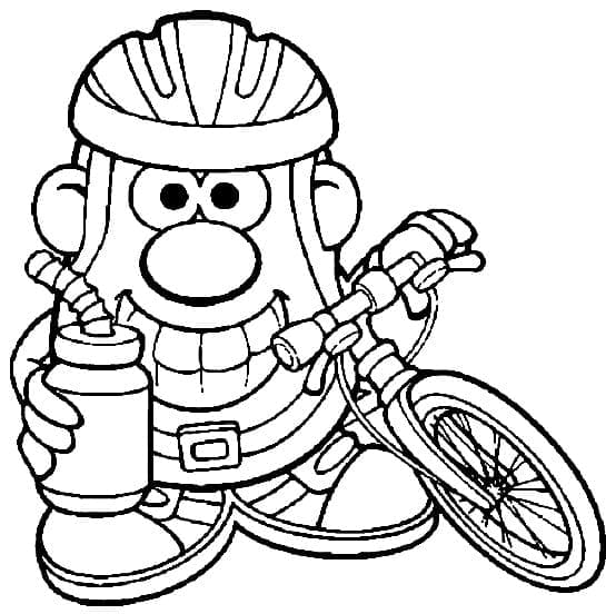 Monsieur Patate avec Vélo coloring page