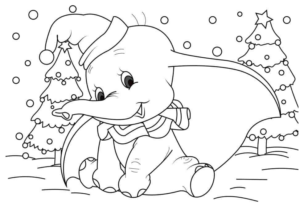 Coloriage Noël Disney Dumbo