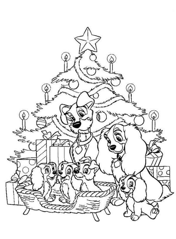 Noël Disney La Belle et le Clochard coloring page