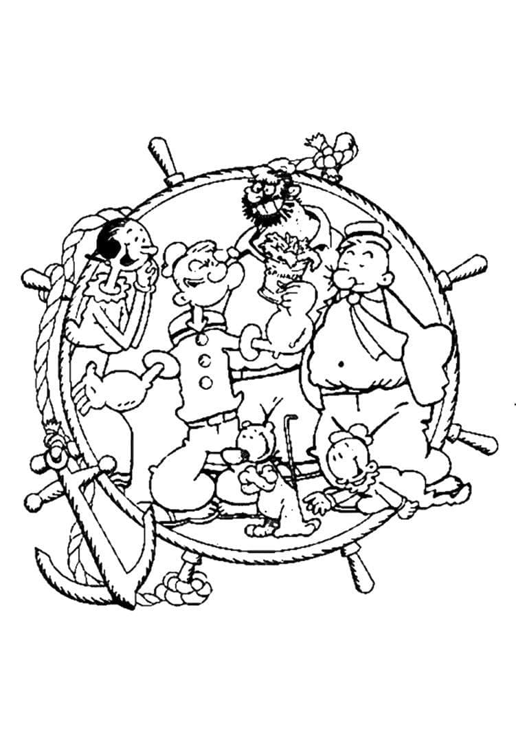Personnages dans Popeye coloring page