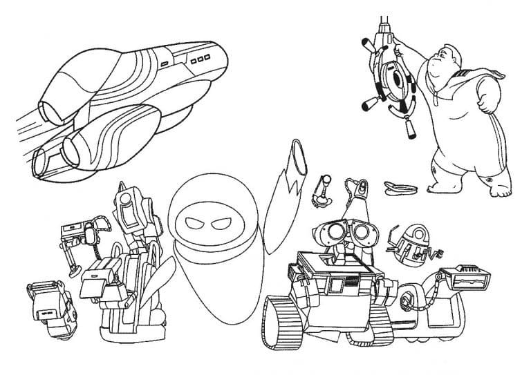 Personnages dans Wall-E coloring page