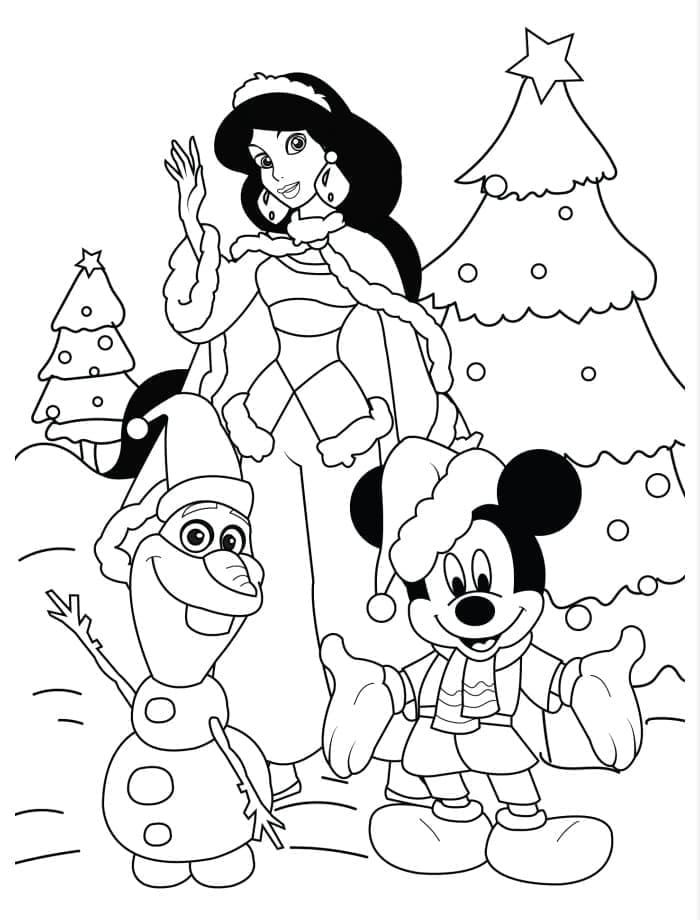 Coloriage Personnages de Noël Disney