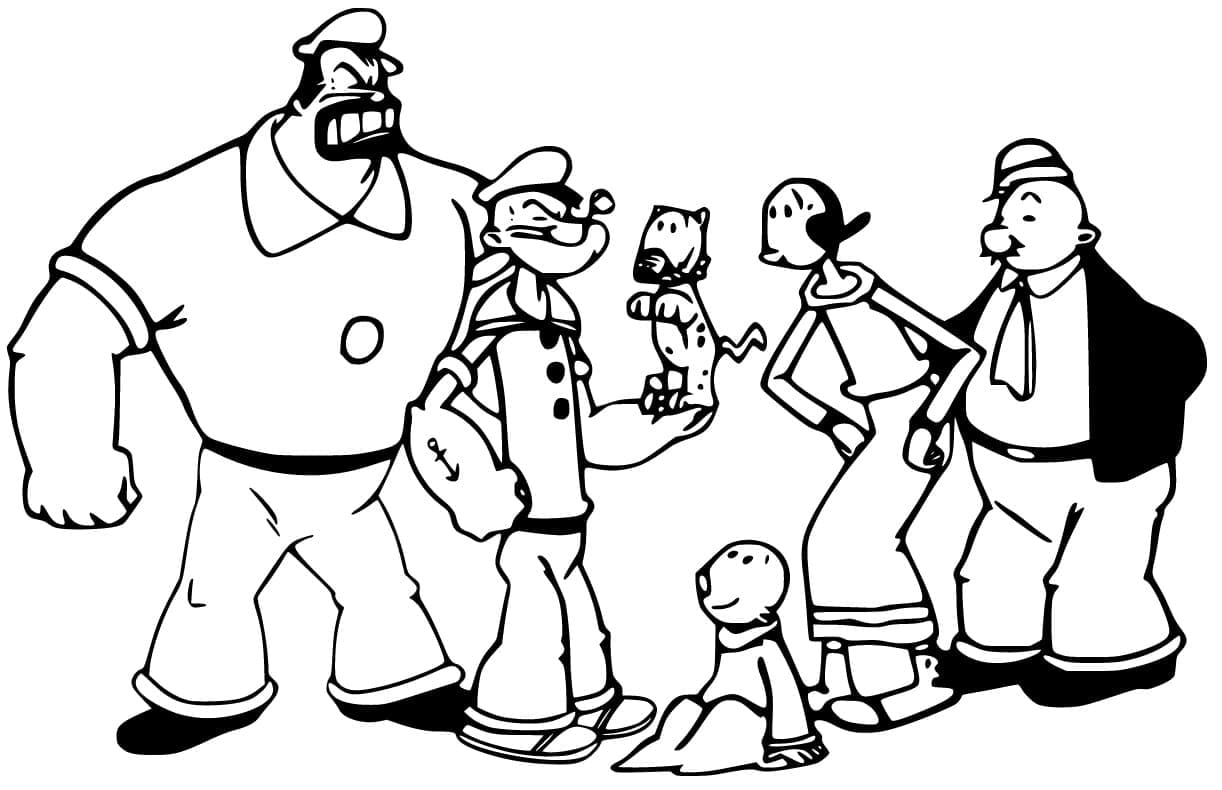 Coloriage Personnages de Popeye