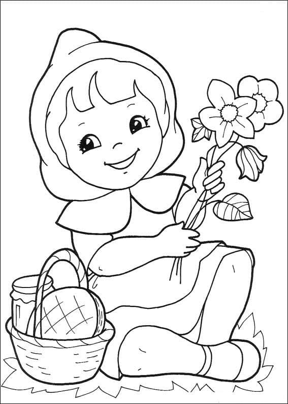 Petit Chaperon Rouge Heureuse coloring page