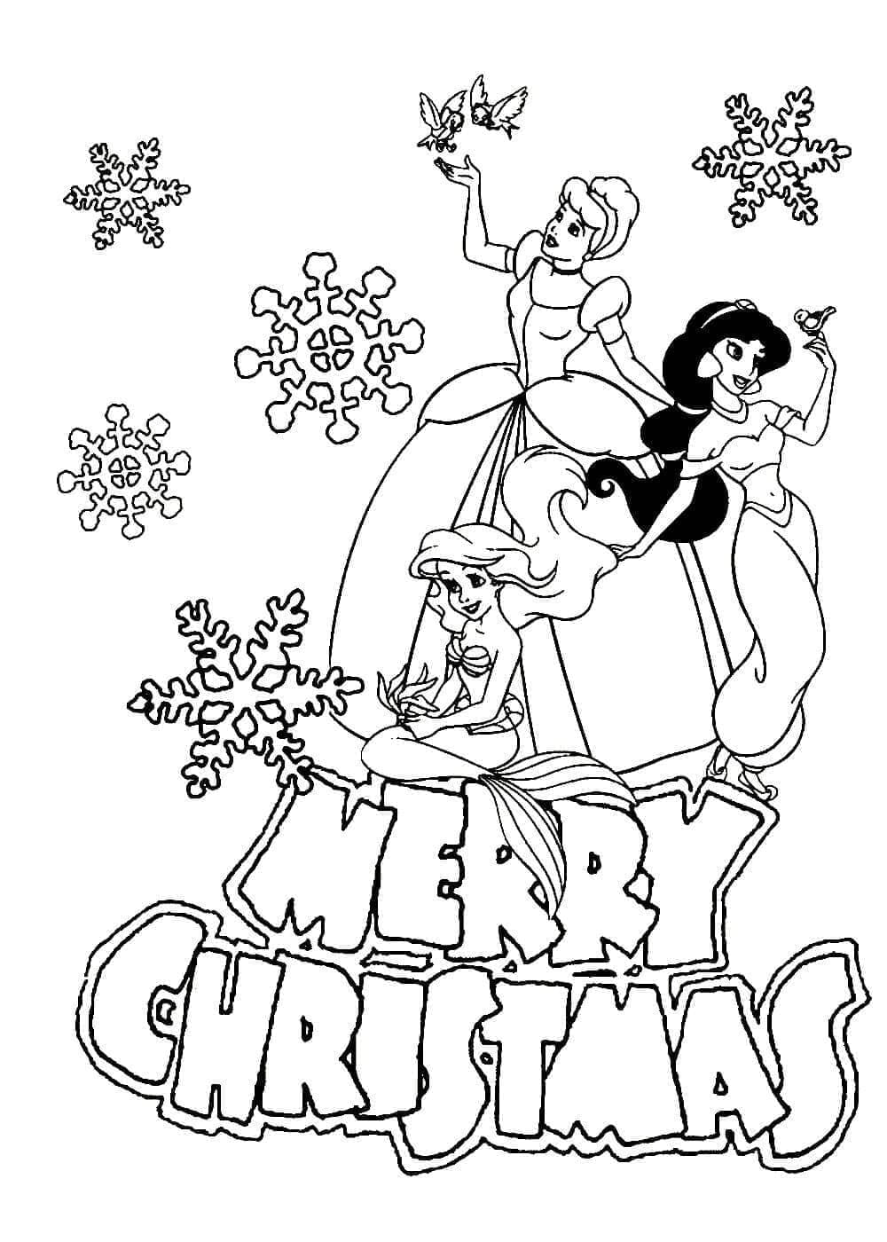 Coloriage Princesses Disney à Noël
