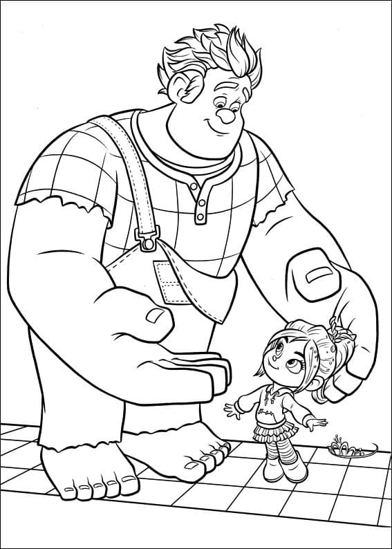 Ralph La Casse et Vanellope Von Schweetz coloring page