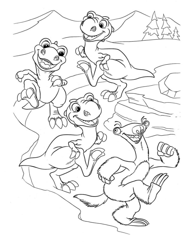Sid et Bébés Dinosaures coloring page