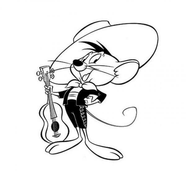 Speedy Gonzales avec Guitare coloring page