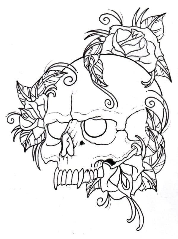 Coloriage Tatouage De Crâne