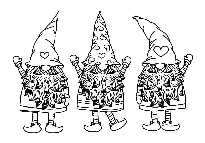 Coloriage Trois Gnomes Mignons