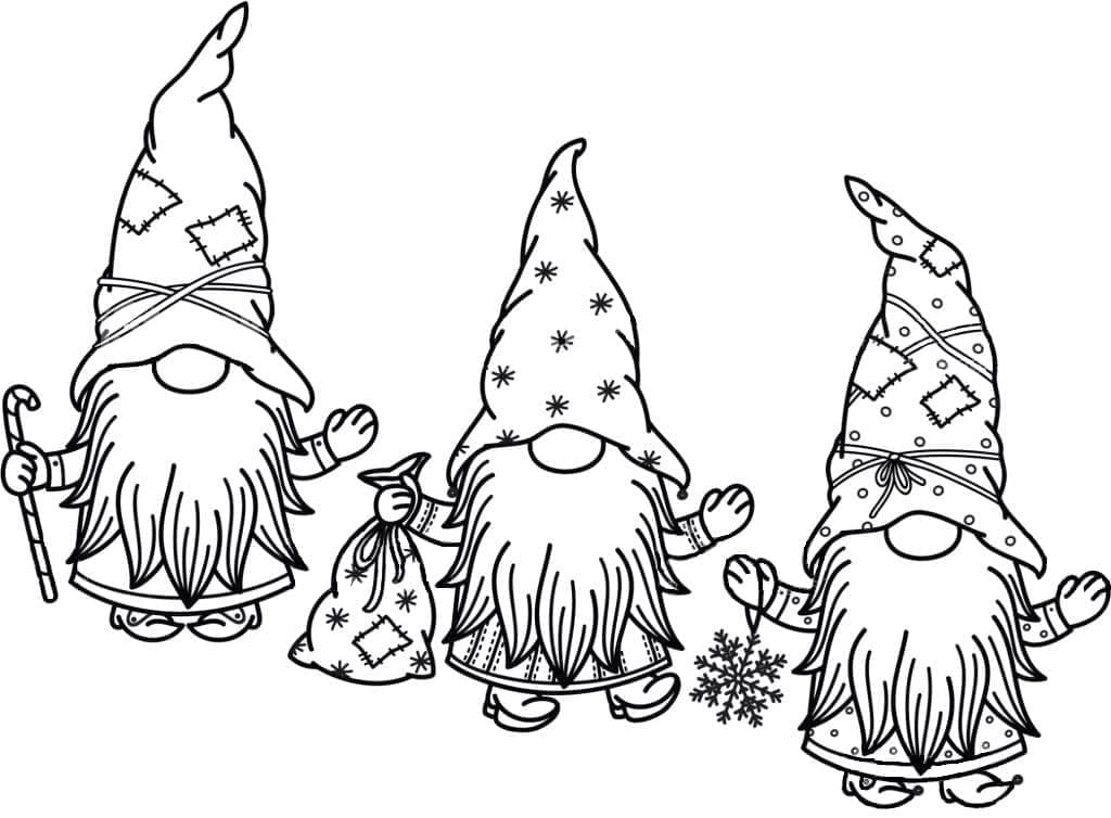 Trois Petits Gnomes coloring page