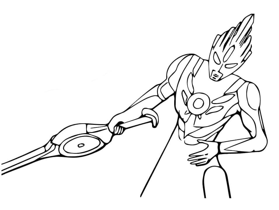 Coloriage Ultraman avec l'épée