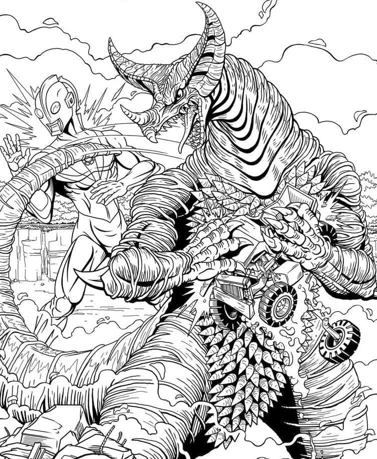 Ultraman contre Monstre coloring page