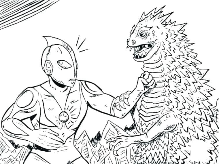 Ultraman et Monstre coloring page