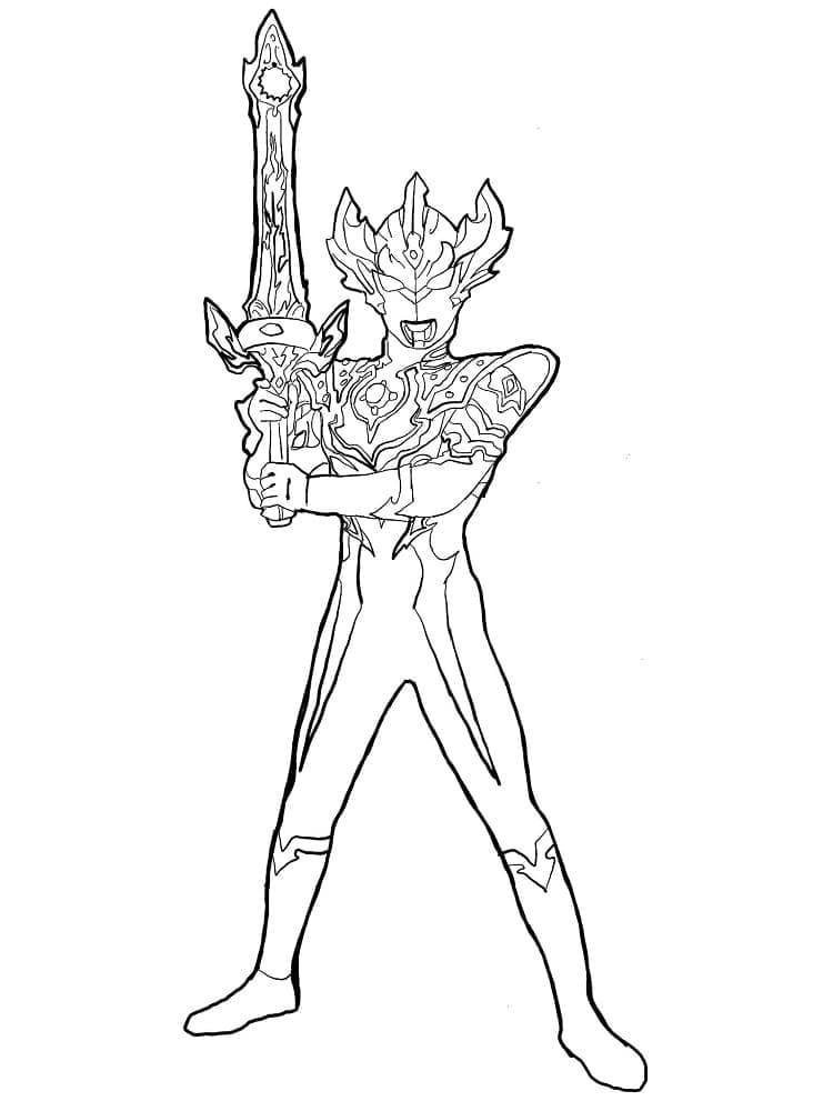 Ultraman Tient l’épée coloring page