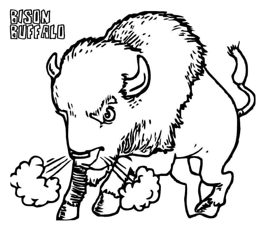 Un Bison en Colère coloring page
