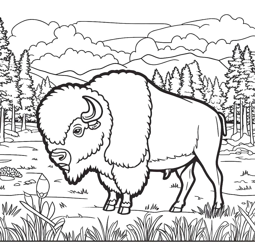 Un Bison coloring page