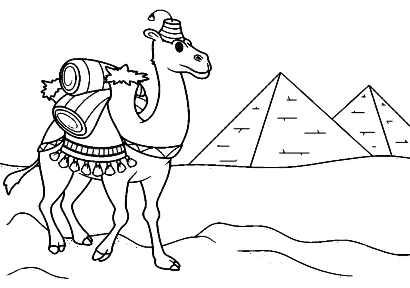 Un Chameau et Pyramides coloring page