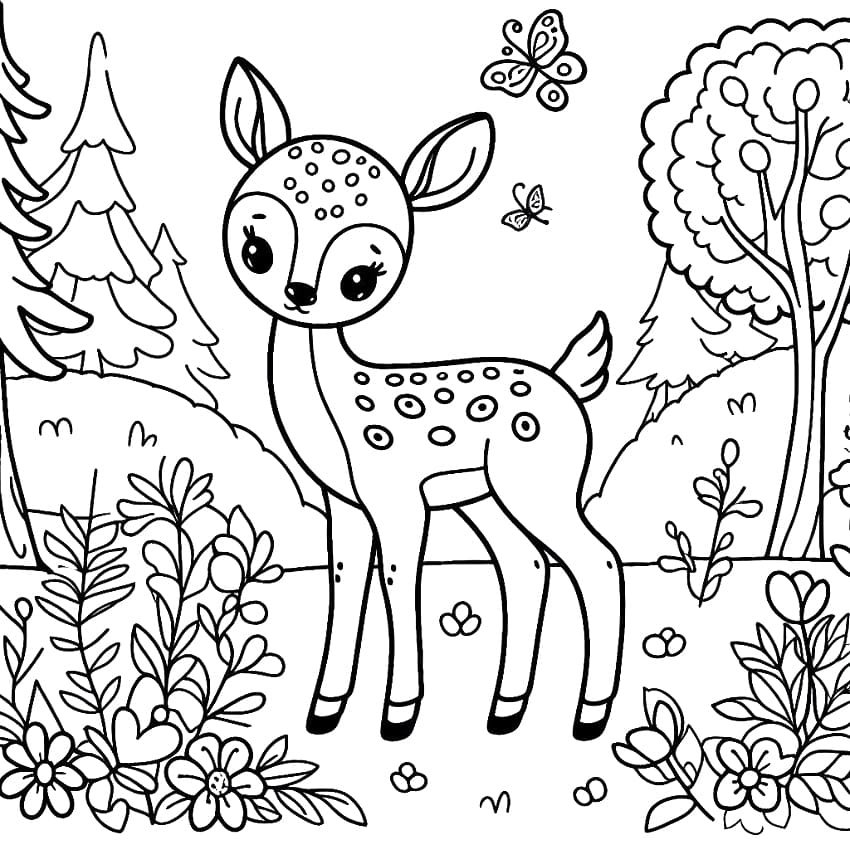 Un Faon Dans la Forêt coloring page