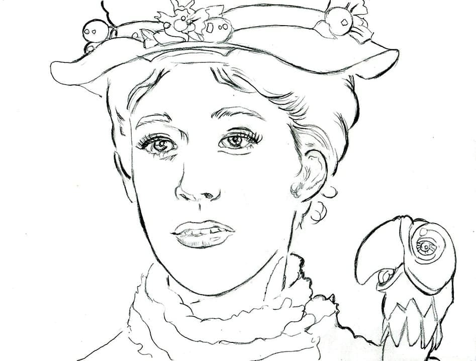Coloriage Visage de Mary Poppins