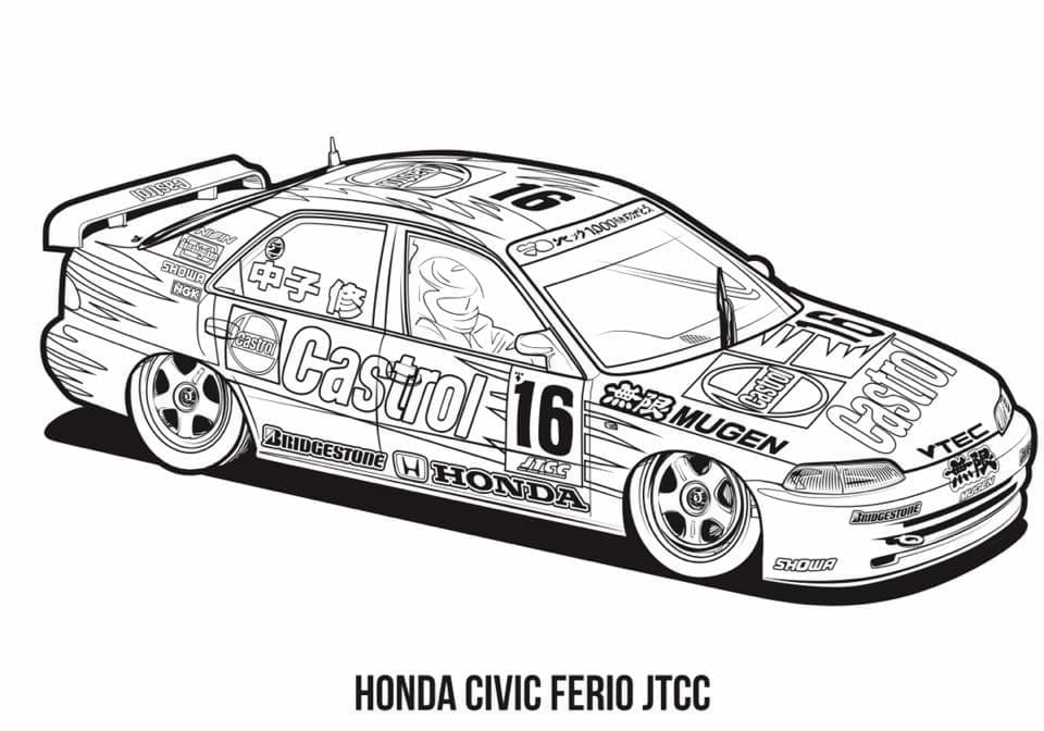 Voiture Honda Civic Ferio Jtcc coloring page