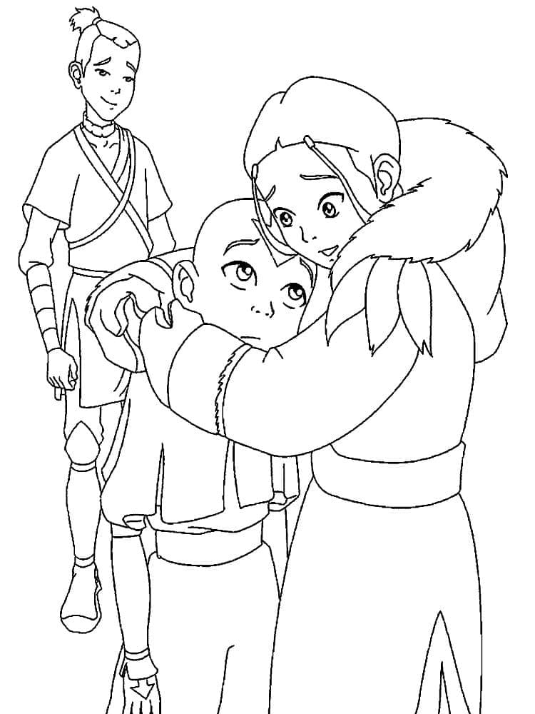 Aang et Amis coloring page