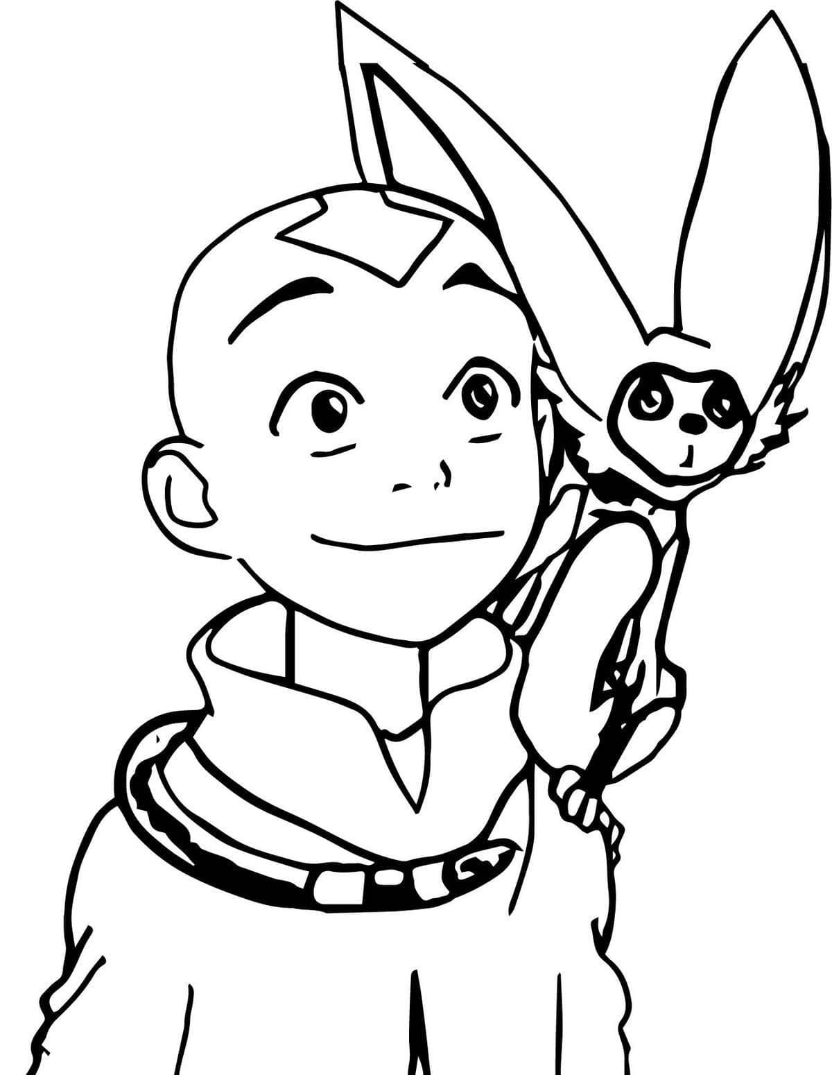 Aang et Momo coloring page