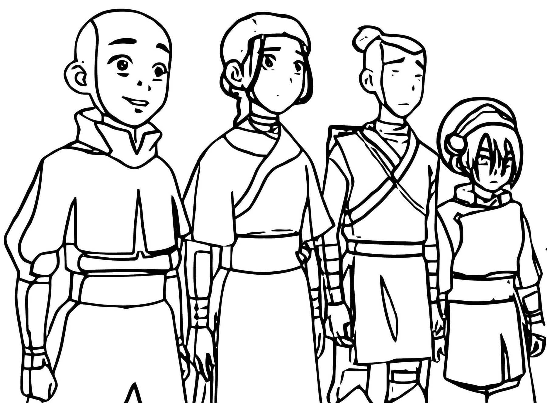 Aang et Ses Amis coloring page