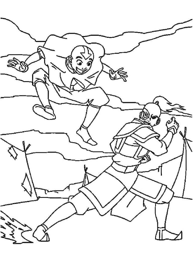Aang et Zuko coloring page