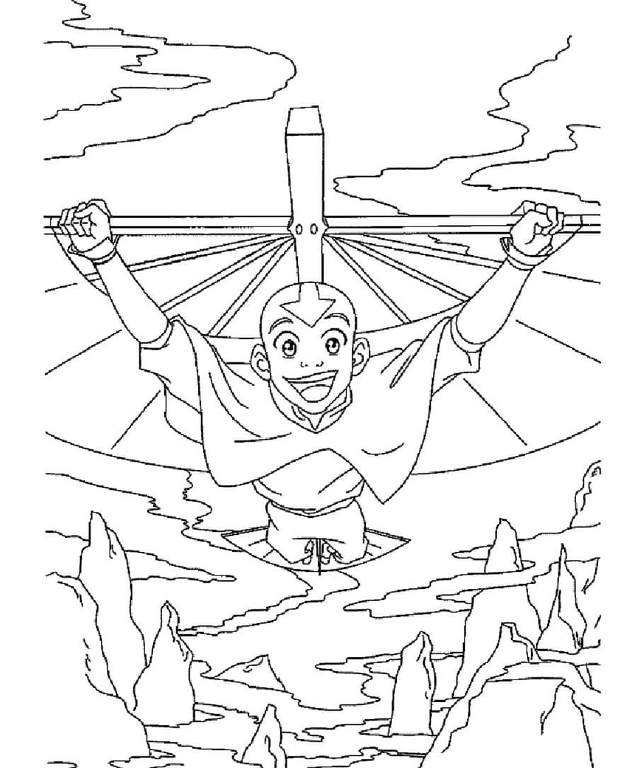 Coloriage Aang Volant