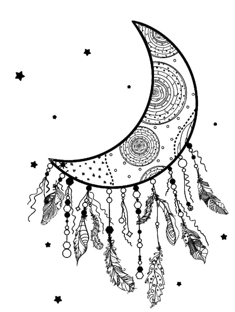 Coloriage Attrape-rêves avec Lune