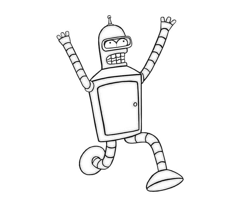 Bender qui Court coloring page