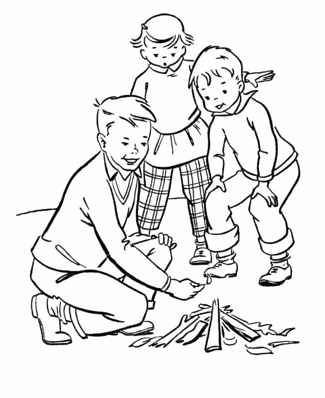 Camping Pour les Enfants coloring page