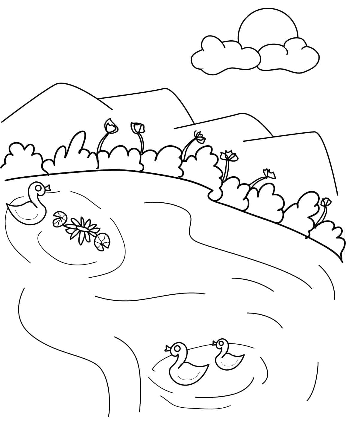 Coloriage Canards sur le Lac