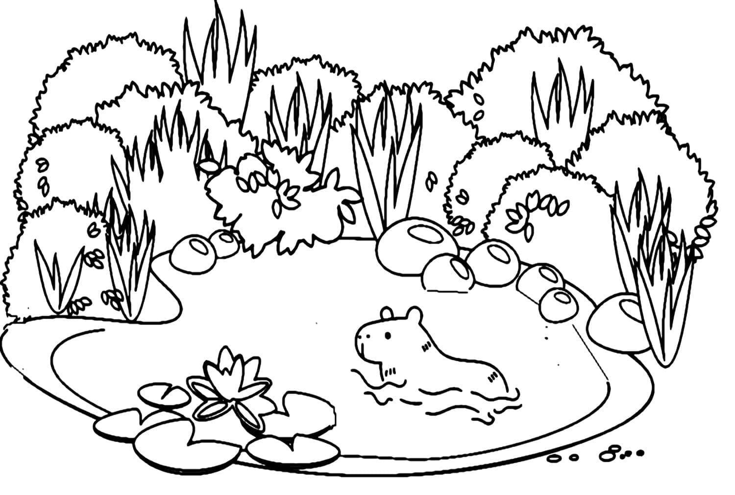 Capybara de Natation coloring page