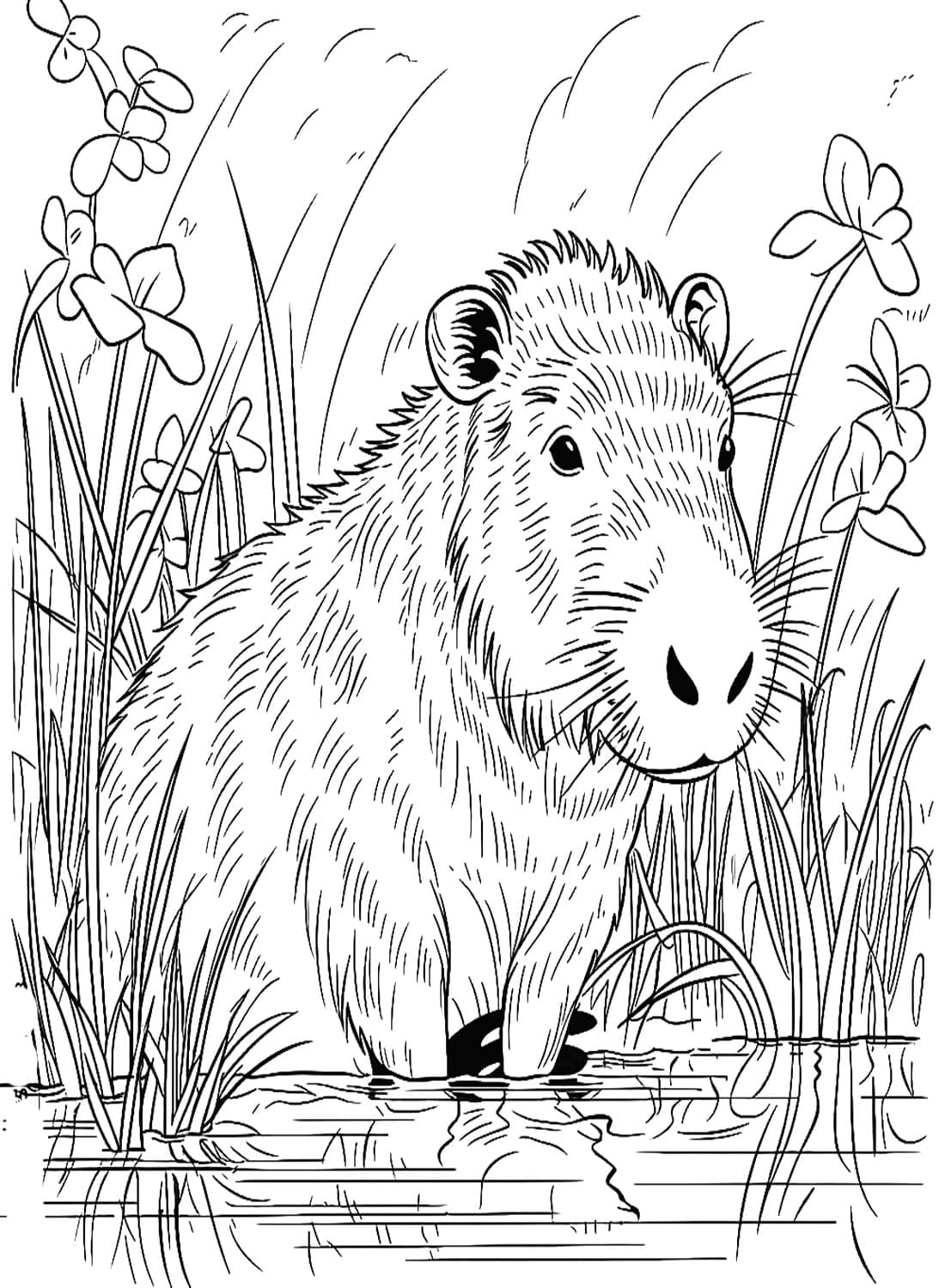 Coloriage Capybara Réaliste