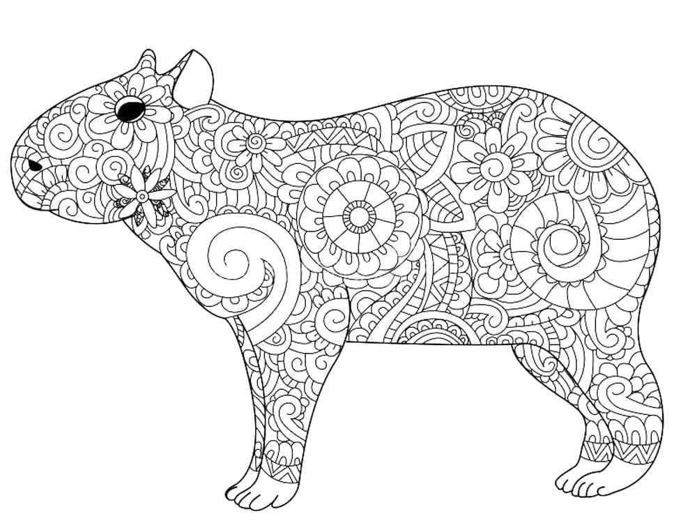 Capybara Zentangle coloring page