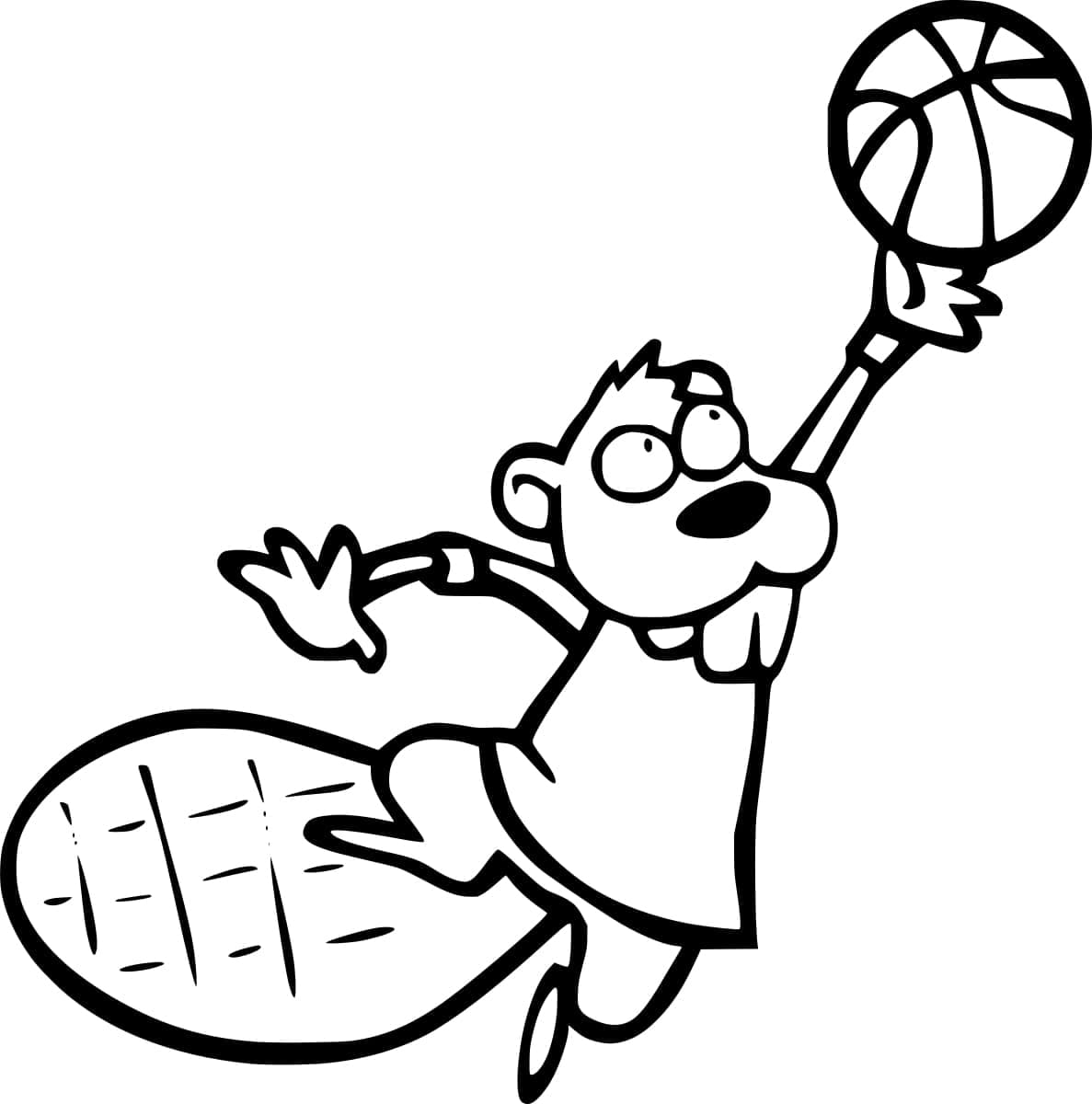 Coloriage Castor Joue au Basket
