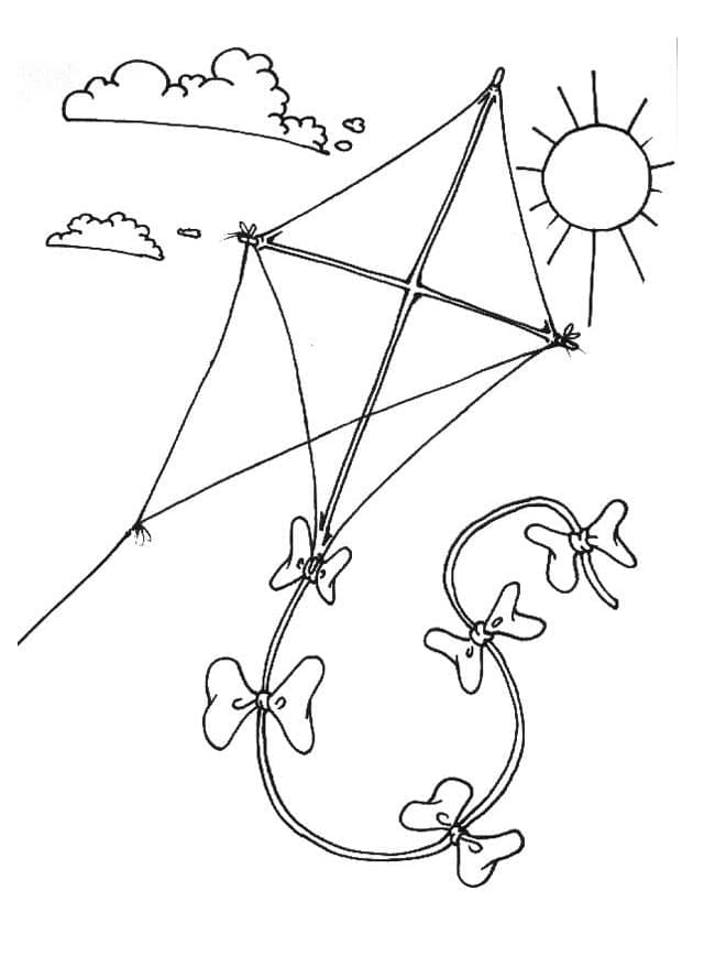 Cerf-volant et Soleil coloring page