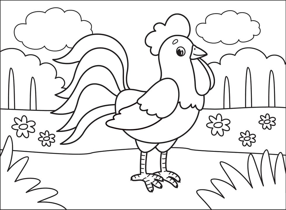Coq Souriant coloring page