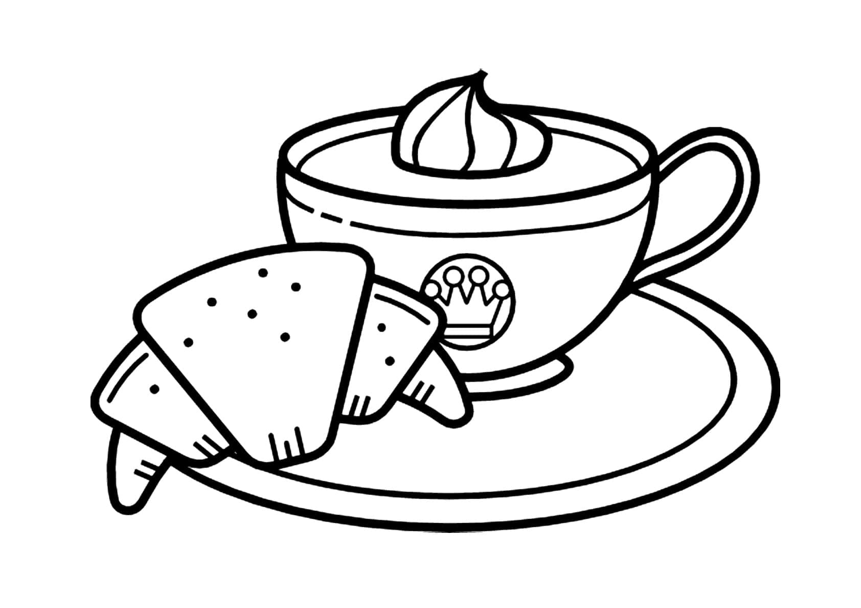 Croissant et un Café coloring page