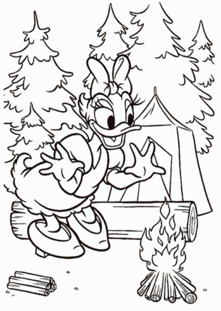 Daisy Duck Fait du Camping coloring page
