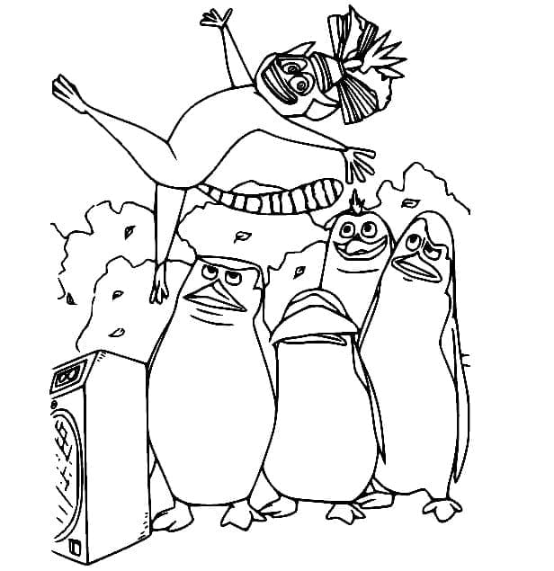 Coloriage Dessin de Les Pingouins de Madagascar Gratuit