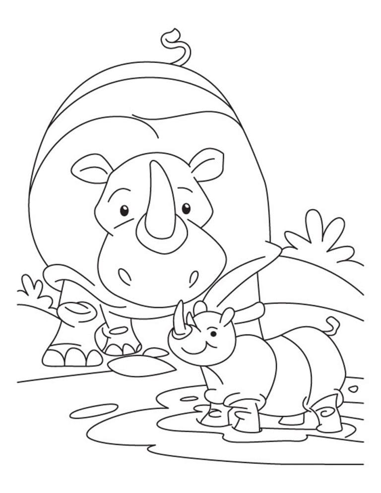 Famille de Rhinocéros coloring page