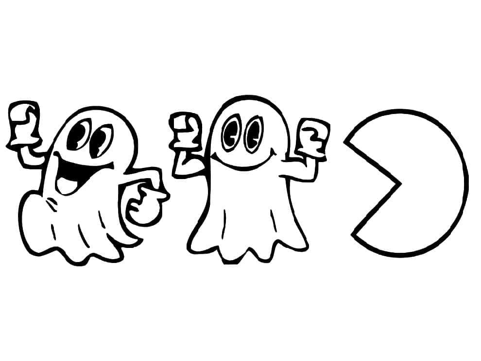 Coloriage Fantômes et Pac Man