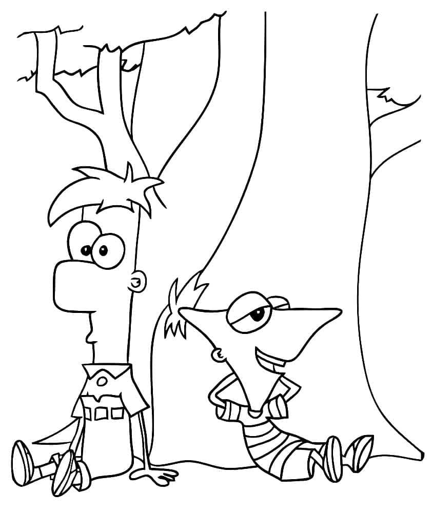 Coloriage Ferb avec Phinéas