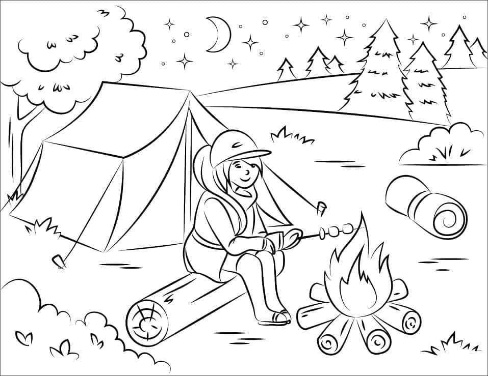 Fille de Camping coloring page
