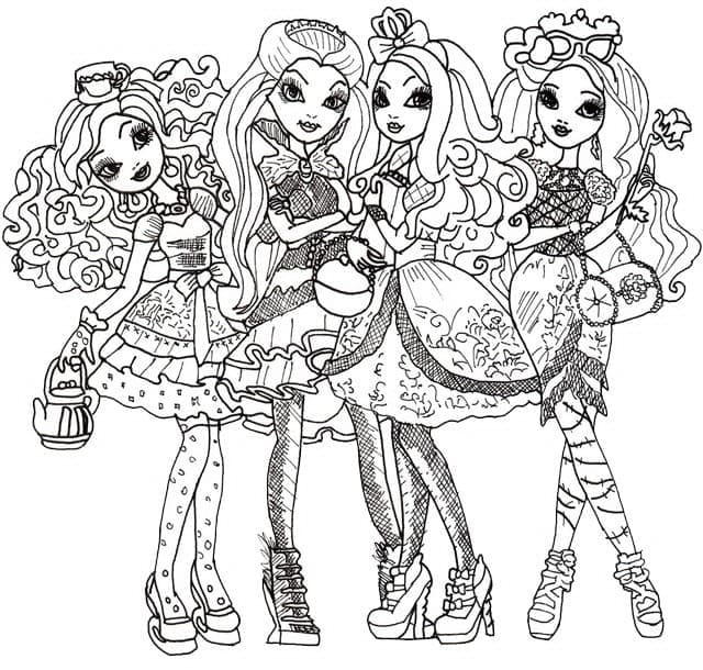 Filles dans Ever After High coloring page