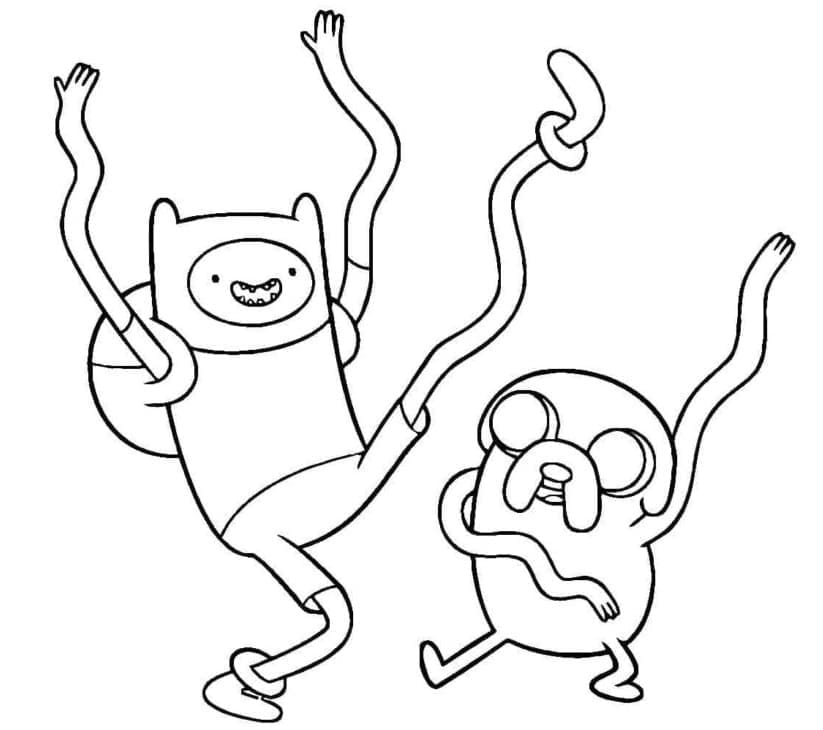 Finn et Jake Dansants coloring page